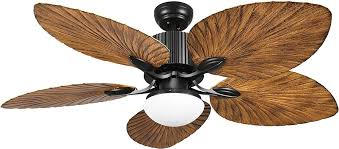 Photo 1 of YITAHOME Tropical Ceiling Fan with LED Light and Remote Control 52 Inch Palm Reversible Fan Light with Memory Function 5 Leaf Blades and Balance Clips - Black
