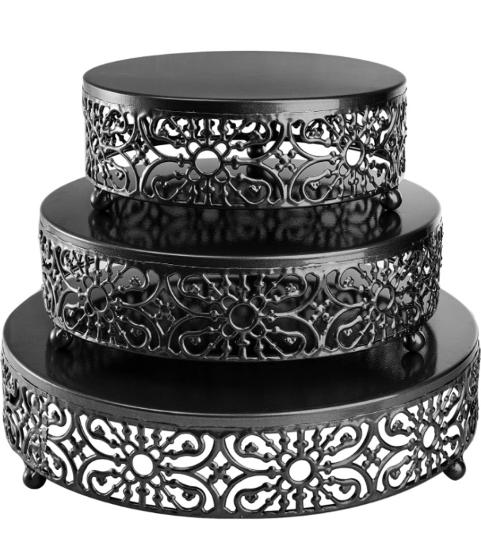 Photo 1 of Hedume Set of 3 Metal Cake Stand, Black Round Cake Stand, 8" 10" 12" Dessert Cupcake Pastry Candy Display 
