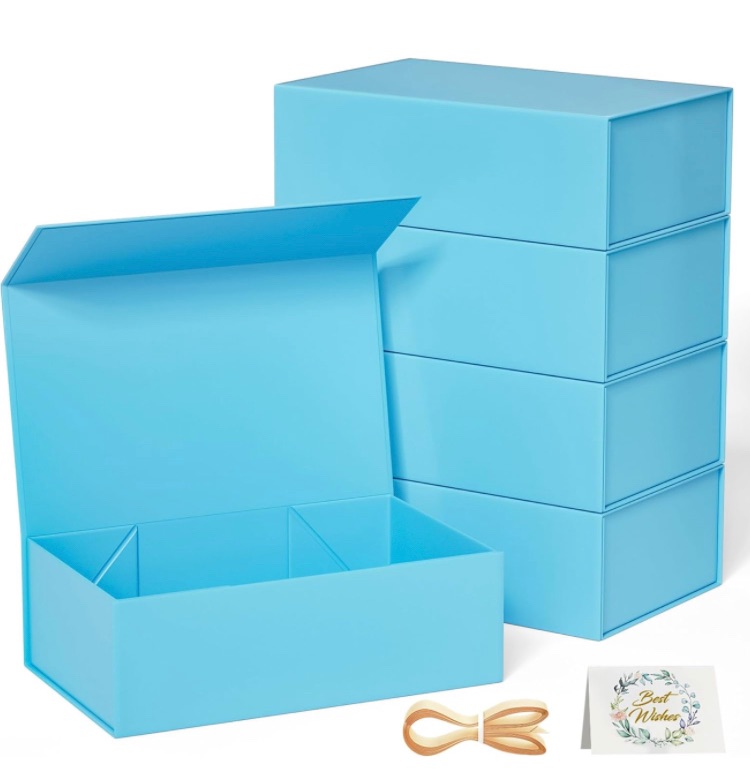 Photo 1 of 5 Pack Blue Gift Box, 12x6x4'' Gift box for Presents with Lids Magnetic Closure