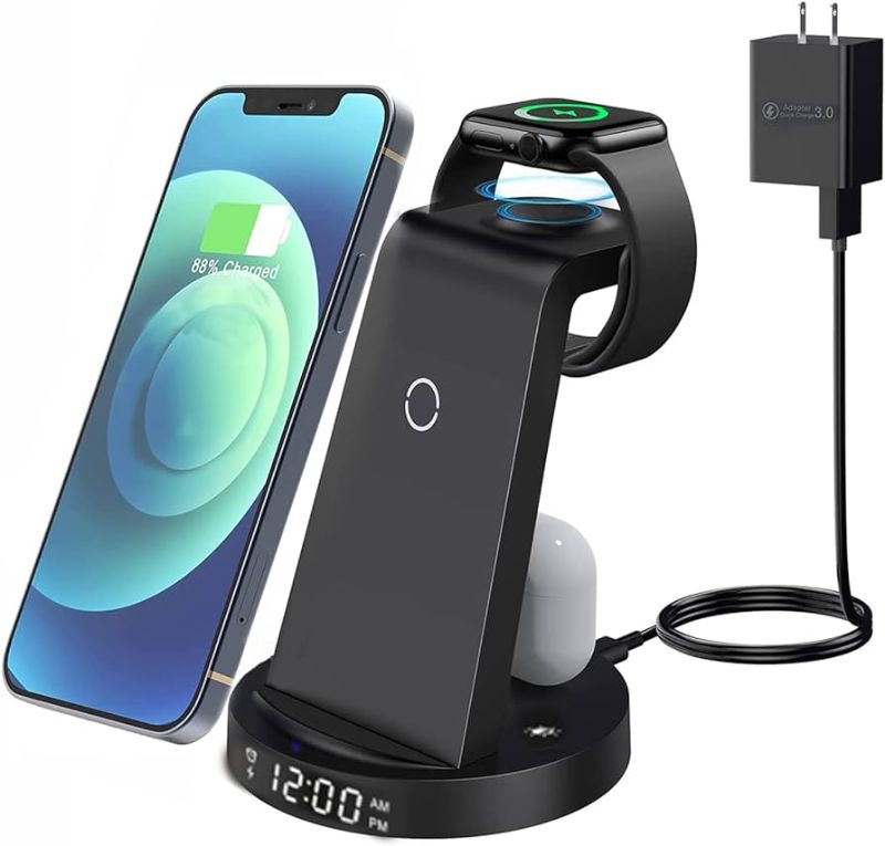Photo 1 of Wireless Charging Station, 3 in 1 Fast Wireless Charging Dock 