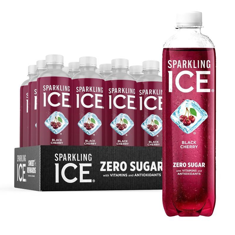 Photo 1 of Sparkling Ice, Black Cherry Sparkling Water, Zero Sugar Flavored Water, with Vitamins and Antioxidants, Low Calorie Beverage, 17 fl oz Bottles (Pack of 12)
