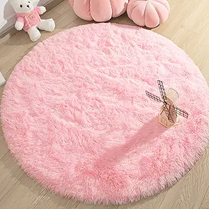 Photo 1 of 3x5 Area Rugs for Living Room, Machine Washable Soft Shaggy Rugs Fluffy Carpets, Non-Slip Indoor Floor Carpet for Living Room, Kids Baby Boys Teen Dorm Home Decor Aesthetic, Pink 3x5 Feet