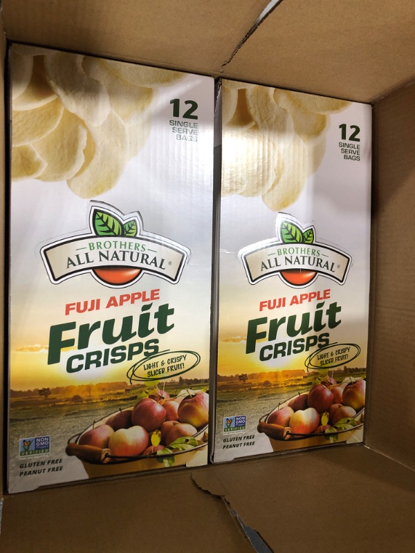 Photo 2 of  2 BOXES Brothers-All-Natural Freeze Dried Fruit Crisps, Fuji Apple, 12 Single-Serve Bags, 0.35 oz (10 g) Each