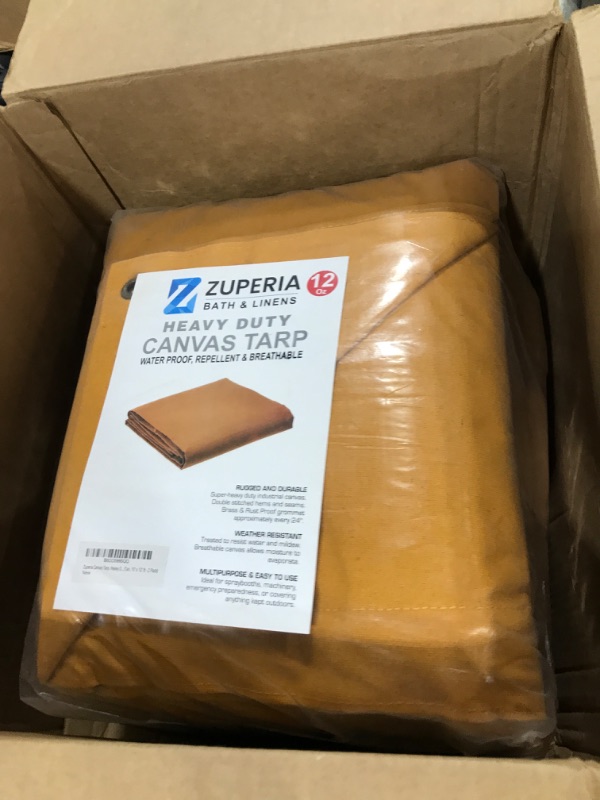 Photo 1 of 2 Pack Canvas Tarp 10 x 12 ft, 12 oz, Water Resistant & Water Repellent with Rustproof Grommets, Canvas Tent, Multipurpose Tarp Cover for Canopy Tent, Camping tarp, Woodpile (TAN) 10' x 12' ft - 2 Pack Tan