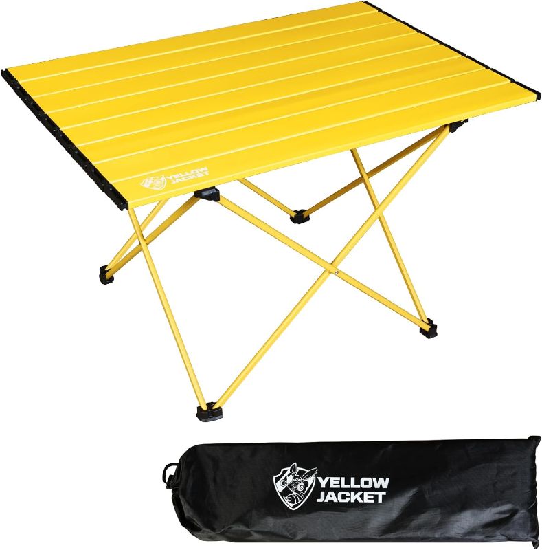 Photo 1 of YELLOW JACKET Folding Camping Table, Portable Beach Table, Lightweight Camp Table with Carry Bag for Outdoor Cooking, Picnics, Travel, Ultralight Aluminum Table - Large
