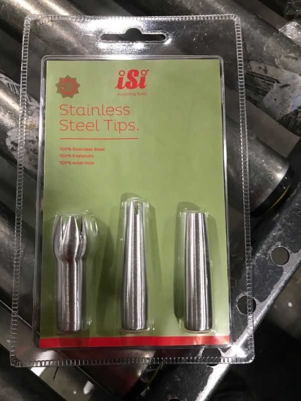 Photo 2 of iSi Heavy Duty Presentation Decorator Tips for iSi Gourmet Whippers, Set of 3, Stainless Steel