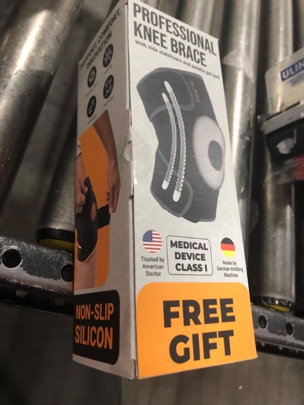 Photo 1 of DR. BRACE ELITE Knee Brace with Side Stabilizers & Patella Gel Pads for Maximum Knee Pain Support and fast recovery for men and women-Please Check How To Size Video (X-Large, Mercury) X-Large Mercury