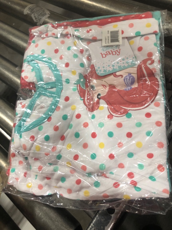 Photo 2 of Disney Baby Girls' Ariel The Little Mermaid 3 Pack Rompers 24 Months Orange