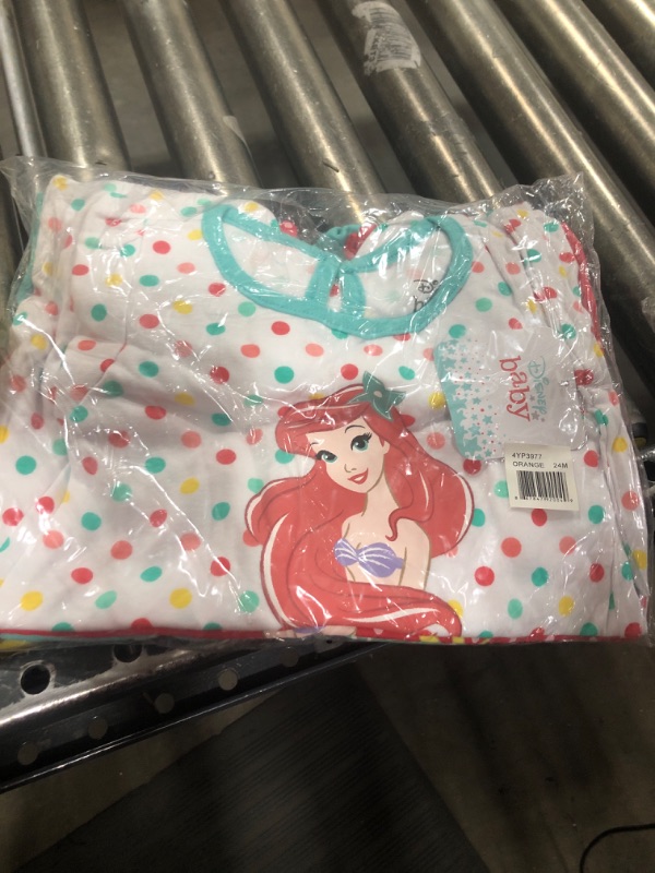 Photo 2 of Disney Baby Girls' Ariel The Little Mermaid 3 Pack Rompers 24 Months Orange