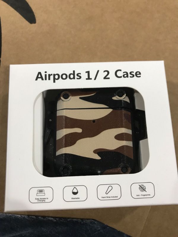 Photo 1 of DASFOND Camouflage Earphone Cover Airpods 1st&2nd Generation Case, Soft TPU Shockproof Full Body Protective Case, Support Wireless Charging with Keychain, One Button Switch, Front LED Visible, 