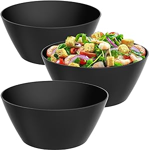 Photo 1 of 10 inch Bowls for Salad, Large Black Salad Serving Bowl  (3 pack)