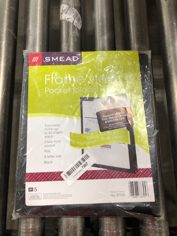 Photo 2 of Smead Frame View Poly Two-Pocket Folder, Letter Size, Black