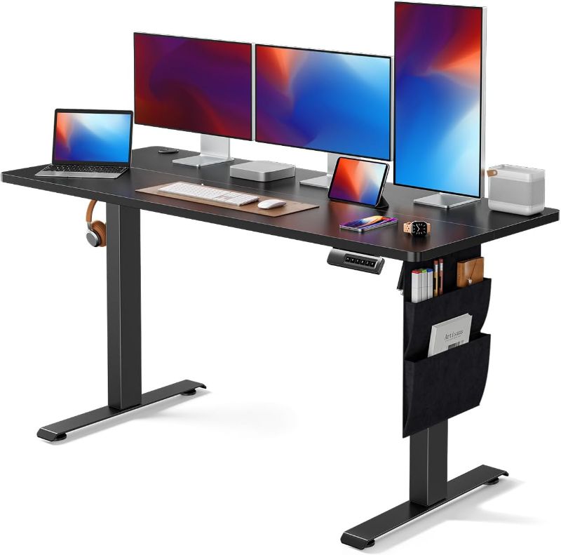 Photo 1 of Marsail Standing Desk Adjustable Height, 55x24 Inch Electric Standing Desk with Storage Bag, Stand up Desk for Home Office Computer Desk Memory Preset with Headphone Hook
