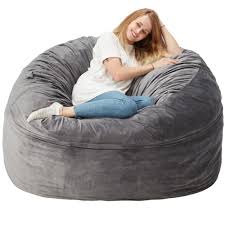 Photo 1 of Homguava Bean Bag Chair: 6' Bean Bags with Memory Foam Filled, Large Beanbag Chairs Soft Sofa with Dutch Velet Cover (Grey, 6FT)
