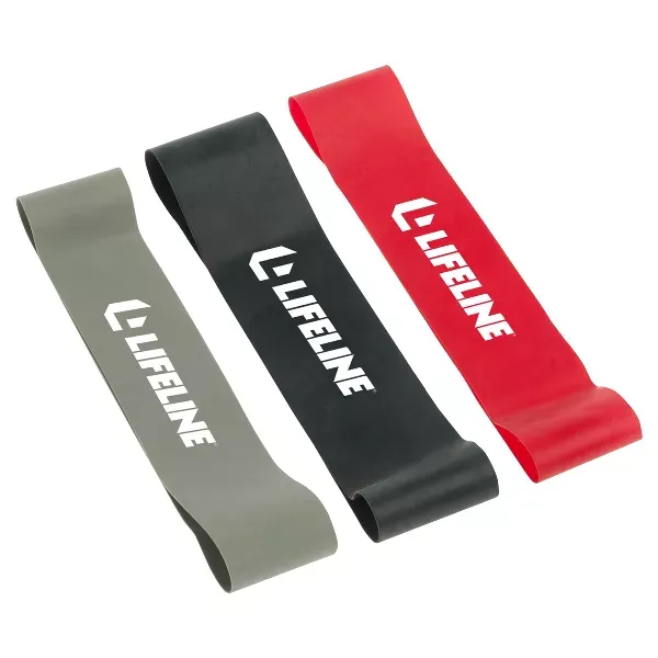 Photo 1 of Lifeline Flat Resistance Band Loops Kit - Gray/Black/Red
