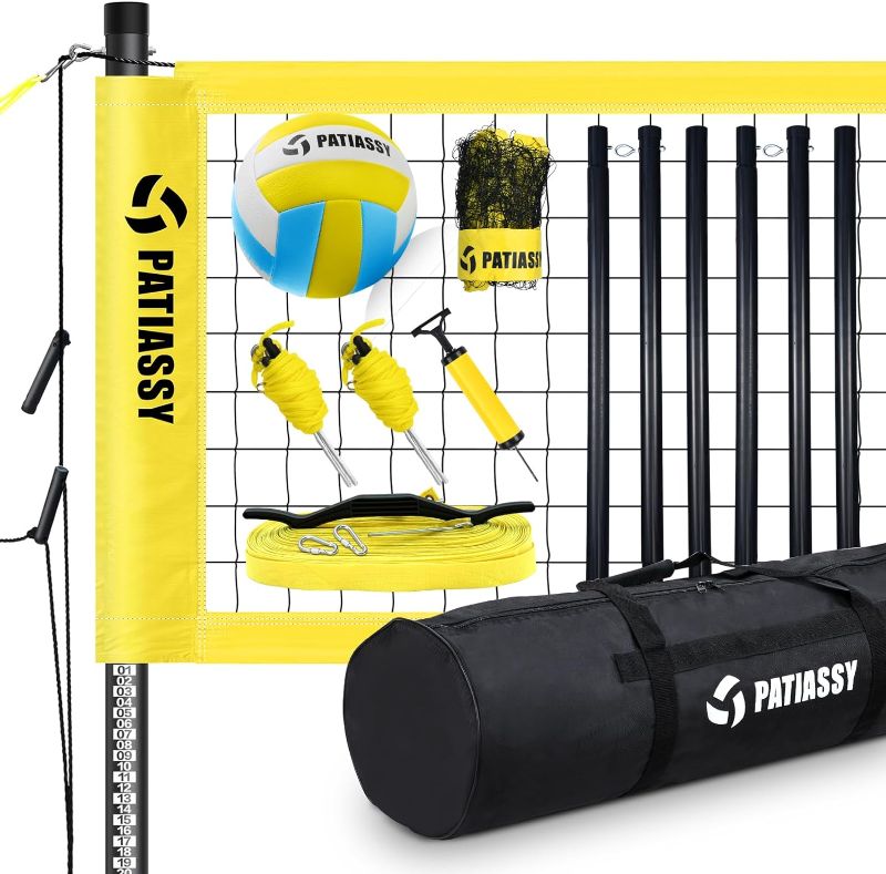 Photo 1 of Professional Volleyball Net Outdoor, Portable Volleyball Set for Backyard with Net Tension Adjuster, Adjustable Height Poles, Volleyball, Boundary Line and Carry Bag
