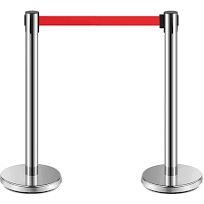 Photo 1 of Ferraycle Set of 12 Stainless Steel Stanchions with Retractable Belt Barrier 6.6 ft Crowd Control Ropes and Poles Rope Safety Barriers Stanchion Post Stanchion Rope Line Dividers Queue Line Pole