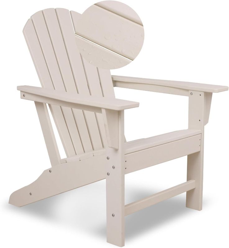 Photo 1 of Modern Adirondack Chair Wood Texture, 2.0 HDPE Material Weather Resistant Not Fade & Crack Composite Adirondack Chairs Fire Pit Chairs, White Imitation Wood Grain
