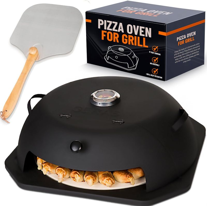 Photo 1 of HeatGuard Pro Geras Pizza Oven for Grill - Grill Top Pizza Maker For Outside - 15" Pizza Stone, Pizza Peel Kit - Outdoor Portable Backyard BBQ Pizzas Maker Charcoal Grill, Pellet, Propane Gas Wood
