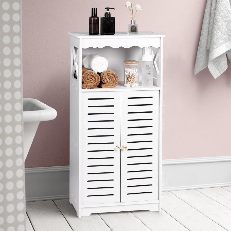 Photo 1 of NOKAMW Bathroom Storage Cabinets,White Floor Free Standing Cabinet,Home Waterproof Storage Furniture for Bedroom Kitchen Hallway,Cupboard Unit with Daily use Layer,75x24x34cm.