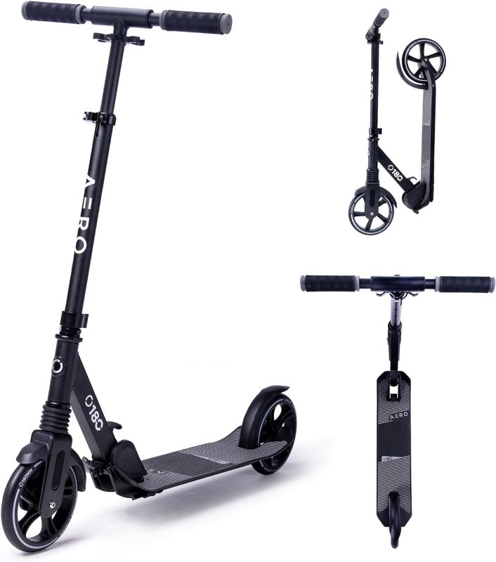 Photo 1 of Aero Big Wheels Kick Scooter for Kids Ages 8-12, Teens and Adults. Commuter Adult Scooters with Hand Brake, Rubber mat, Shock Absorption, Foldable and Height Adjustable
