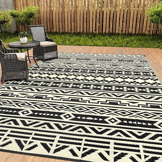 Photo 1 of Outdoor Plastic Straw Rug, Waterproof Outdoor Rugs for Patios Clearance, Reversible Area Rug, 8 x 10 ft