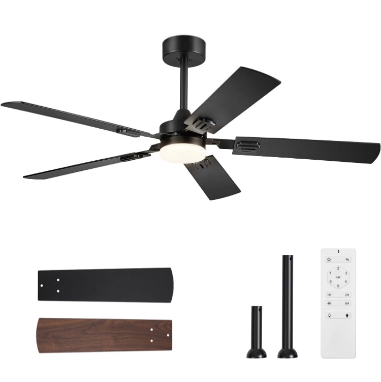 Photo 1 of 52 Inch Ceiling Fan with Light, Outdoor/Indoor Ceiling Fan with Remote, Dual Finish Blades