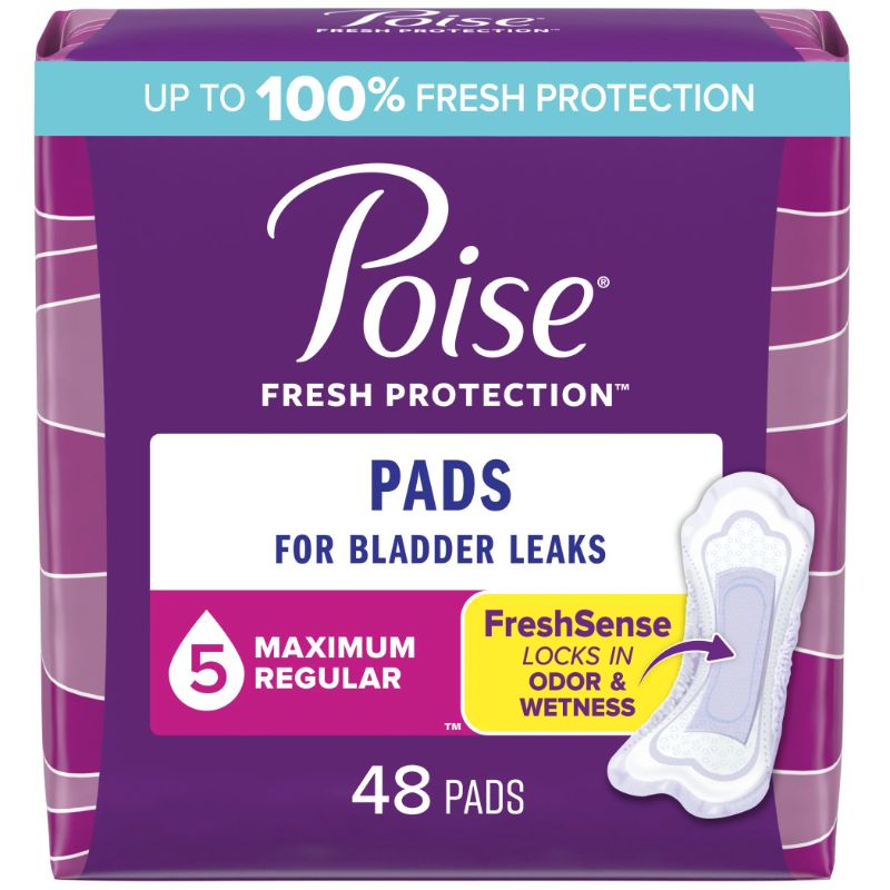 Photo 1 of Poise Incontinence Pads for Women, Maximum Absorbency, 48 ct