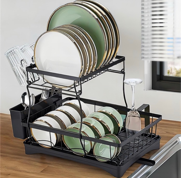 Photo 1 of Dish Drying Rack, Dish Rack for Kitchen Counter, Over Sink Dish Drying Rack with Drain Board, 2-Tier