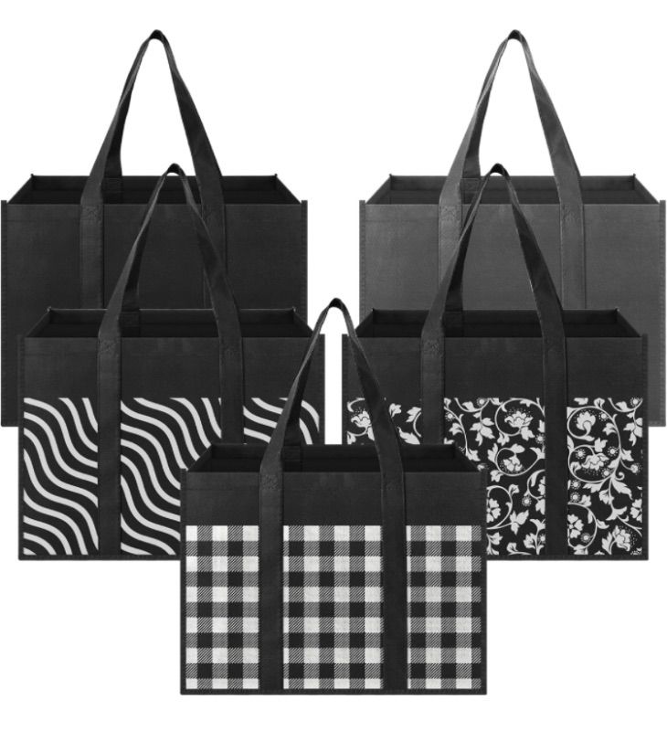 Photo 1 of Reusable Grocery Bags 5-Pack, Large Foldable Reusable Shopping Tote Bags Bulk for Groceries