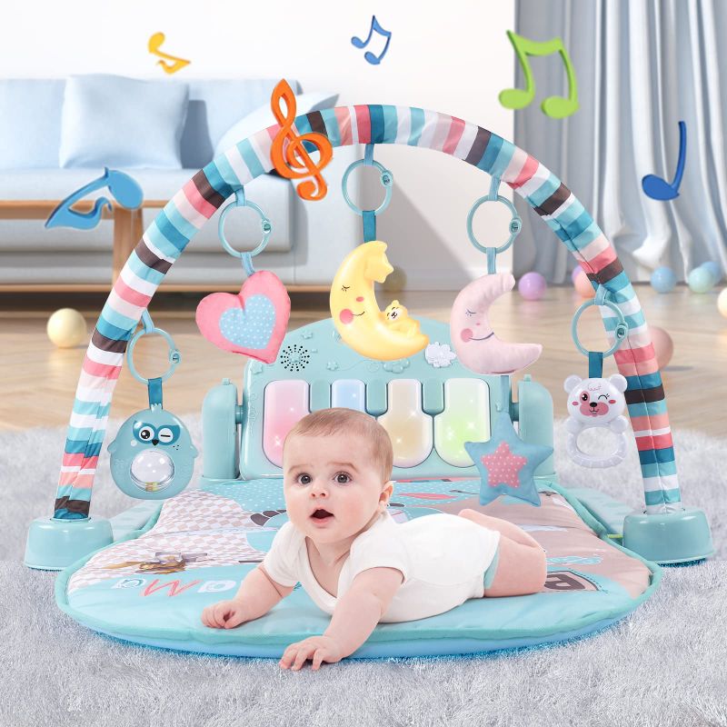 Photo 1 of TEMI Baby Gym Toys & Activity Play Mat, Kick and Play Piano Gym Center with Music and Lights