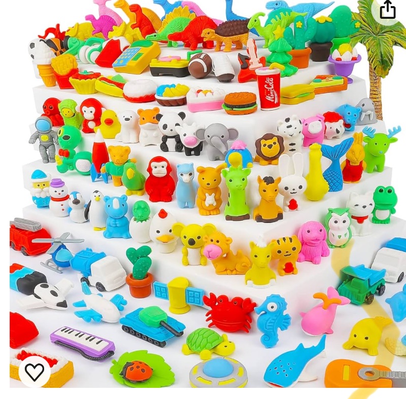 Photo 1 of 120Pcs Animal Erasers for Kids Desk Pets Bulk Pencil Erasers Dinosaur 3D Mini Erasers Take Apart Puzzle Erasers Food Kids Erasers for Kids Classroom Reward Party Favors School Supplies Gift