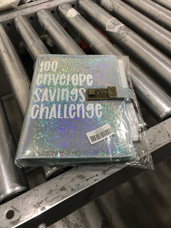 Photo 1 of 2024 Shiny Money Savings Challenges Book with Envelopes, 100 Day Challenge Money Saving Binder Envelope Savings Challenge Book (Shiny-Blue)