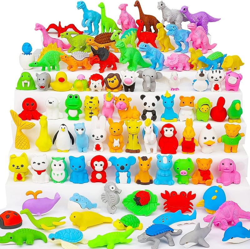 Photo 1 of 90Pcs Animal Erasers Desk Pets for Kids Puzzle Erasers for Classroom Rewards Prizes Take Apart Bulk Pencil Erasers Desk Buddies Treasure Box Game Gifts Party Favors Valentine’s Day Gifts
