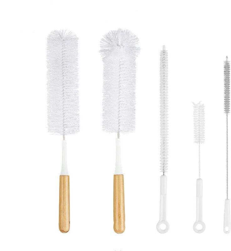 Photo 1 of 5 Pack Bottle Brush Cleaner, Bottle Brushes for Cleaning Baby Bottle and Straw, Water Bottle Cleaner Brush with Long Handle for Narrow Cup, Hydro Flask, Pipes, Kettle Spout Brushes
