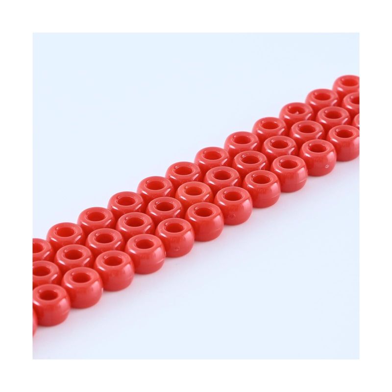 Photo 1 of Lelulim™ 1000 PC Pony Beads Opaque RED 3IN / 9mm Diameter. (RED)
