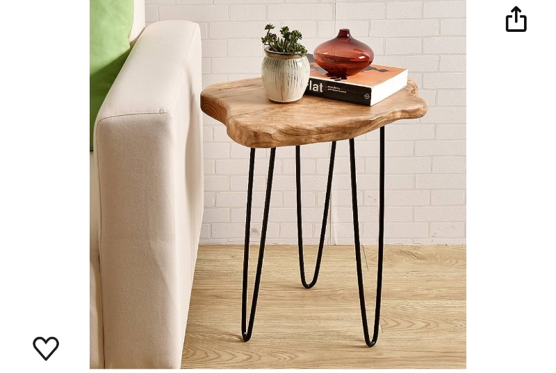 Photo 1 of WELLAND Natural Edge End Table, Wood Side Table, Nightstand, Plant Stand 20.5" Tall?Unique Desktop