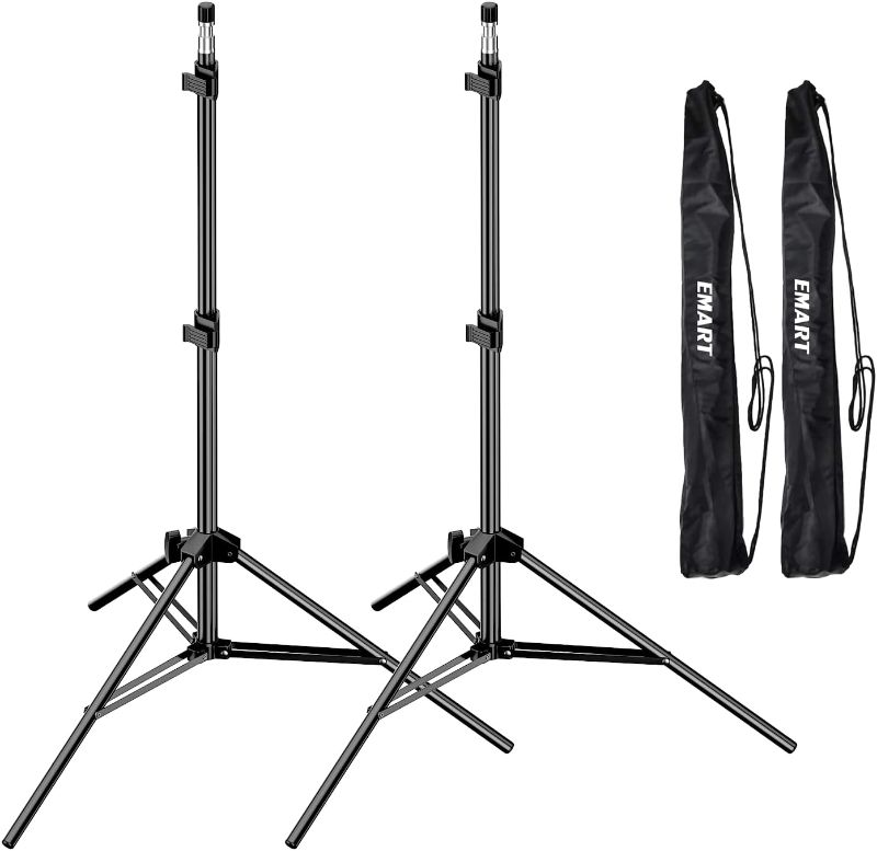 Photo 1 of EMART 7 Ft Light Stand for Photography, Portable Photo Video Tripod Stand, 2 Pack Lighting Stand with Carry Case for Speedlight, Flash, Softbox,Strobe Light, Camera, Photographic Portrait
