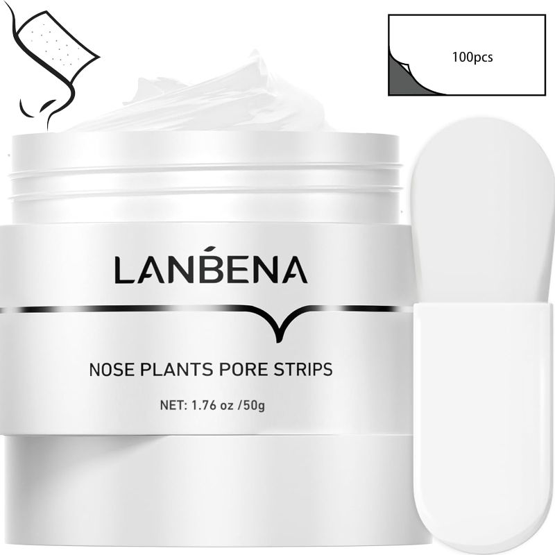 Photo 1 of LANBENA Pore Strips (50g/1.76 Oz), 100 pcs Nose Strips, Blackhead Remover Mask, NOTICE: Cream Goes Dried out & Rubbery At Low Temperature, Place Bottle in Boiling Water to Soften

