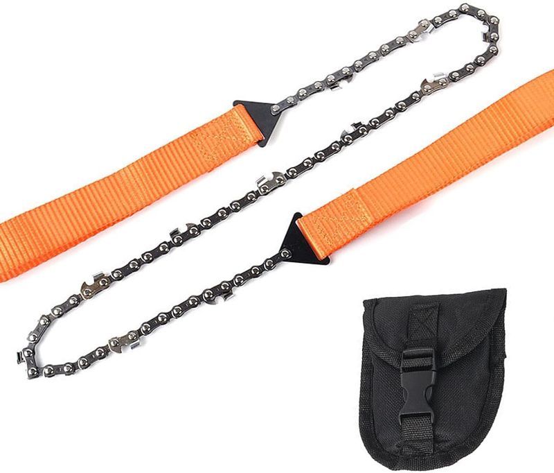 Photo 1 of Pocket Chainsaw with Paracord Handle, Heavy Duty Steel Hand Chainsaw, Manual chainsaw, Camping Saw, Emergency Survival Gear for Camping Backpacking Hiking Hunting ?24inch-11teeth?
