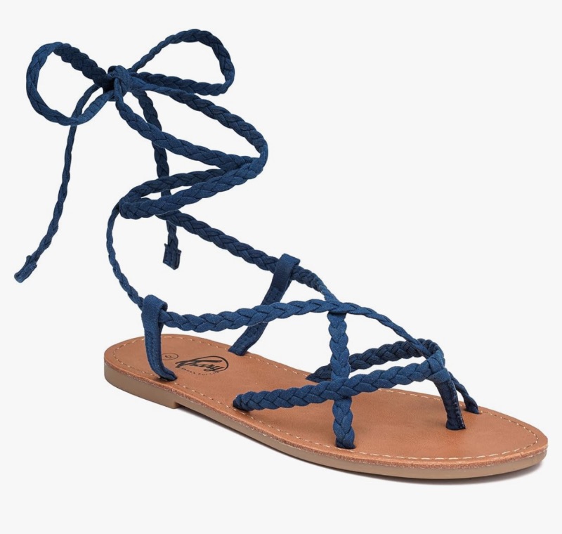 Photo 1 of Trary Women's Gladiator Sandals, Summer 2023, Lace Up, Flat, Open Toe, Rubber Sole, Faux Leather, Water Resistant, Casual