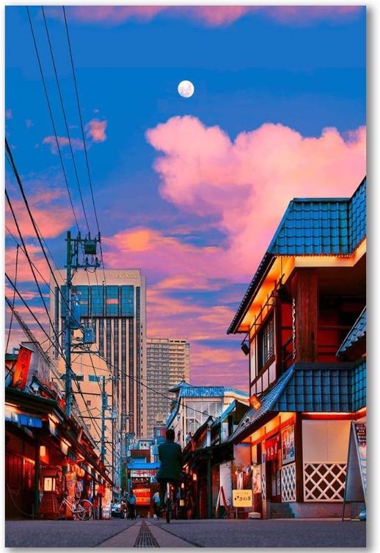 Photo 1 of Japan Art Posters Tokyo City Posters, Urban Landscape, Fuji Mountain View Wall Art Aesthetic Canvas Poster for Living Room Bedroom Dormitory Prep Room Decoration ,Tokyo Anime Wall Art Picture Gift
