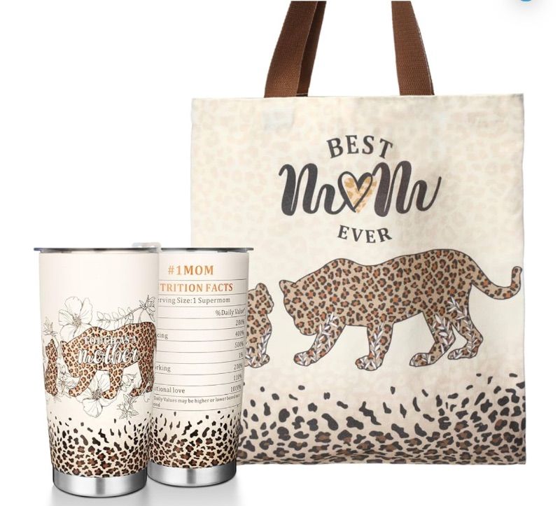 Photo 1 of 2 Pcs Birthday Gifts for Mom Mother Wife Include 20 oz Stainless Steel Tumbler and Best Mom Canvas Tote Bag Touch as a Mother Gifts Set from Daughter Son Husband Mother's Day Gifts Supplies