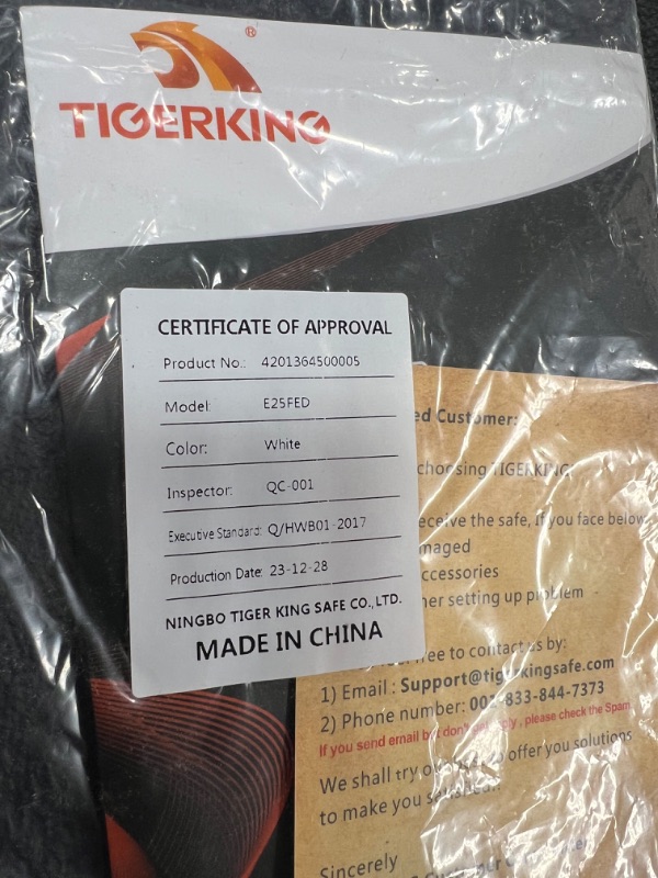 Photo 1 of TIGERKING Fingerprint Security Digital Safe Box-White