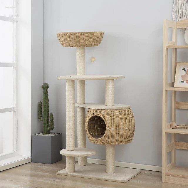 Photo 1 of ***NONREFUNDABLE - NOT FUNCTIONAL - FOR PARTS ONLY - SEE COMMENTS***
Rattan Cat Scratchers Cat Litter Cat Tree One Large Vertical Column Cat Climbing Frame Universal for All Seasons