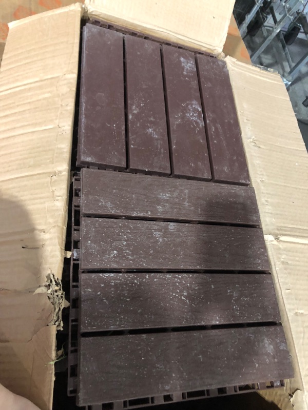 Photo 2 of ***USED *DIRTY*DAMAGED(WEAR)***
32 Sq. Ft Plastic Interlocking Deck Tiles, 12"X12" Deck Tiles Interlocking Outdoor All Weather, 32PCS 