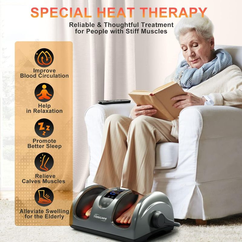 Photo 3 of (READ FULL POST) TISSCARE Foot Massager-Shiatsu Foot Massage Machine w/ Heat & Remote 5-in-1 Reflexology System-Kneading, Rolling, Scraping for Calf-Leg-Ankle Plantar Fasciitis, Blood Circulation, Pain Relief Gray