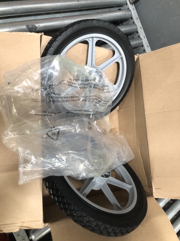 Photo 2 of 14 x 1.75'' Rubber Tire and Spoked Plastic Wheel, 2.5" Hub Length, 1/2" Axle Bore, for Lawn mower Trolley Dolly Wheel Replacement, 2 Pack
