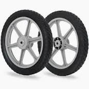 Photo 1 of 14 x 1.75'' Rubber Tire and Spoked Plastic Wheel, 2.5" Hub Length, 1/2" Axle Bore, for Lawn mower Trolley Dolly Wheel Replacement, 2 Pack
