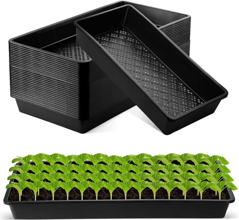 Photo 1 of 
36 Pack 1020 Mesh Bottom Plant Trays Plastic Seed Tray Black Reusable Seedling Starter Trays Durable Microgreens Growing Trays for Outside and Inside Planting 21.06 x 10.63 x 2.56 Inches